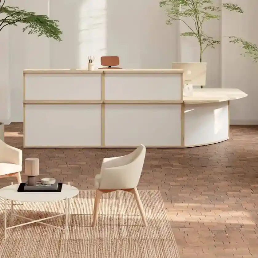 banque d'accueil entreprise en blanc