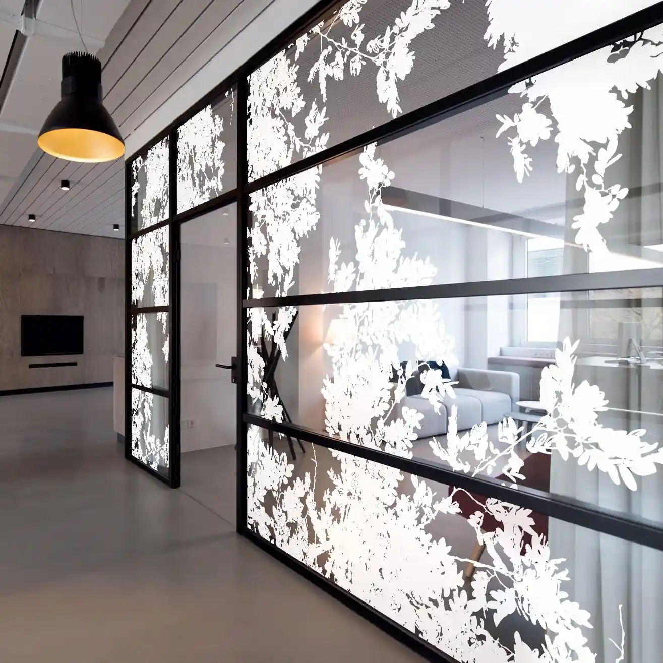 Vitrophanie fleurs blanches